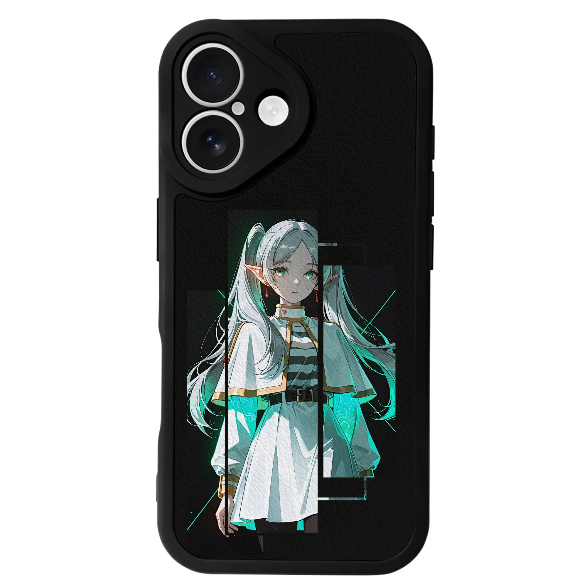 葬送のフリーレン（Frieren） グッズ,フリーレン（Frieren） - IPhone 16シリーズ対応 ・ シリコンスマホケース ・ レザー調 ・ 高精度フィット ・ 耐衝撃 ・ ワイヤレス充電対応 ・ 精密カット